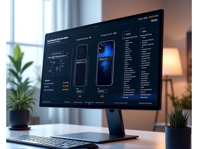 Side-by-side comparison interface on a sleek monitor, displaying detailed tech specifications of various gadgets.