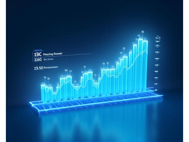 Dynamic bar chart showing performance benchmarks for various electronic devices, highlighted with data points like processing power and battery life.