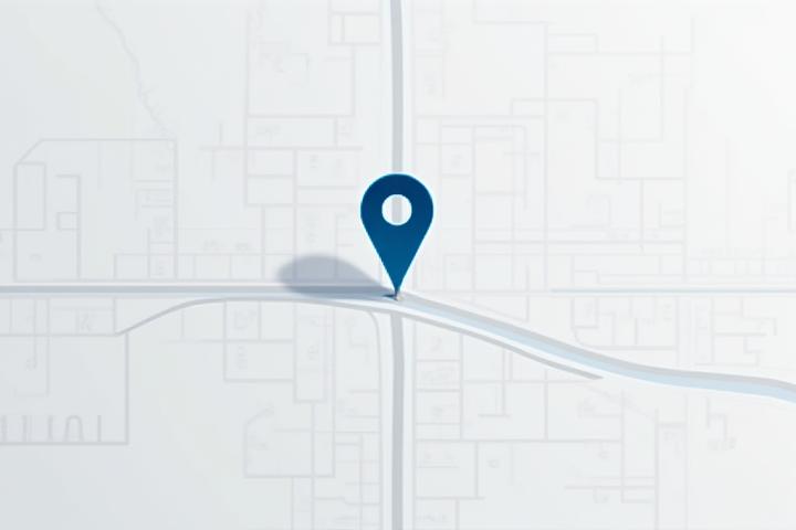 An overhead, minimalist map illustrating the location of Current Foundry's Sunnyvale showroom, highlighting nearby major roads and landmarks with a clear pin marker. Clean, modern aesthetic.