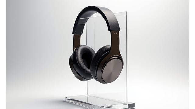 Premium over-ear headphones on a minimalist stand