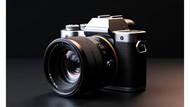 A professional mirrorless camera with a prime lens