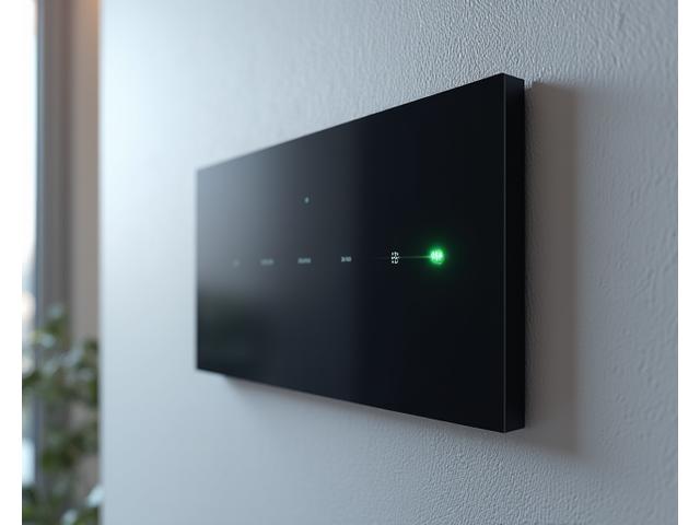 Integrated home alarm system keypad with a glowing green light